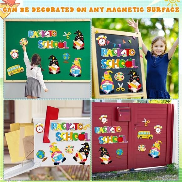 9-Piece Back to School Magnetic Decals - Gnomes, Globe, Fridg , Classroom & more - Picture 4 of 7